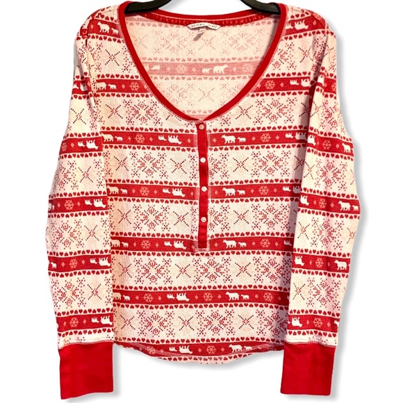 Victoria's Secret Other - Victoria's Secret Fair Isle Pajama Top Bear Snow